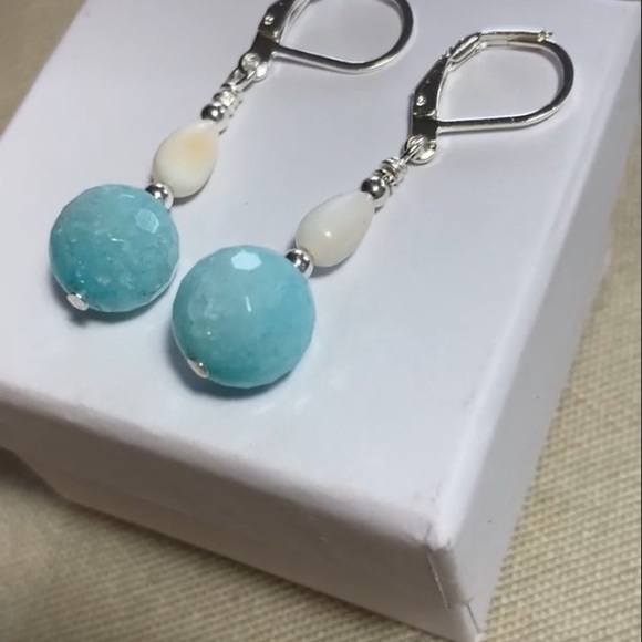 larimar Jewelry - Larimar And Sea Shell Earrings